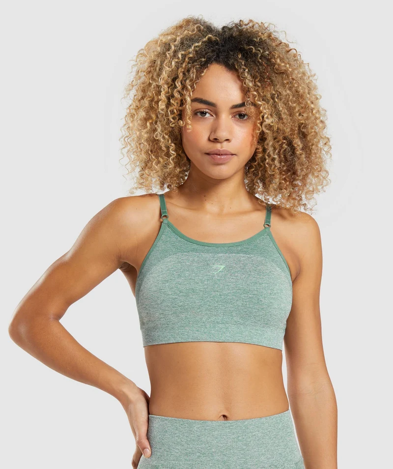 Gymshark Flex Strappy Sports Bra - Studio Green Marl