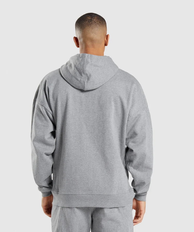 Gymshark Essential Oversized Zip Up Hoodie - Charcoal Core Marl