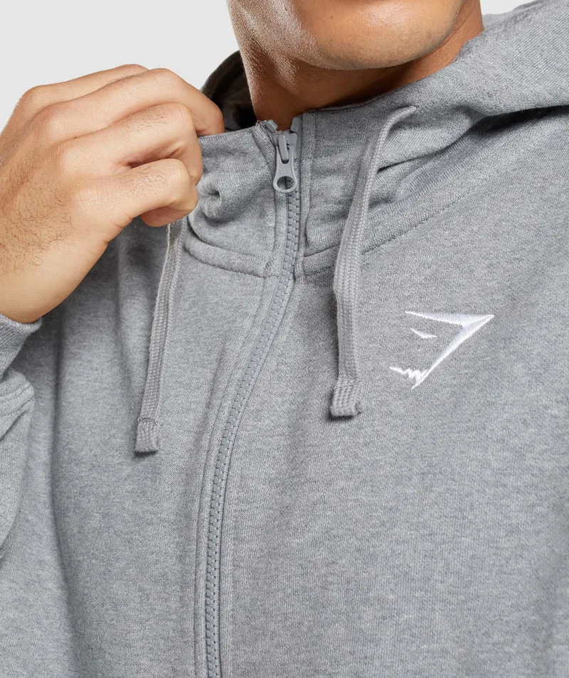 Gymshark Essential Oversized Zip Up Hoodie - Charcoal Core Marl