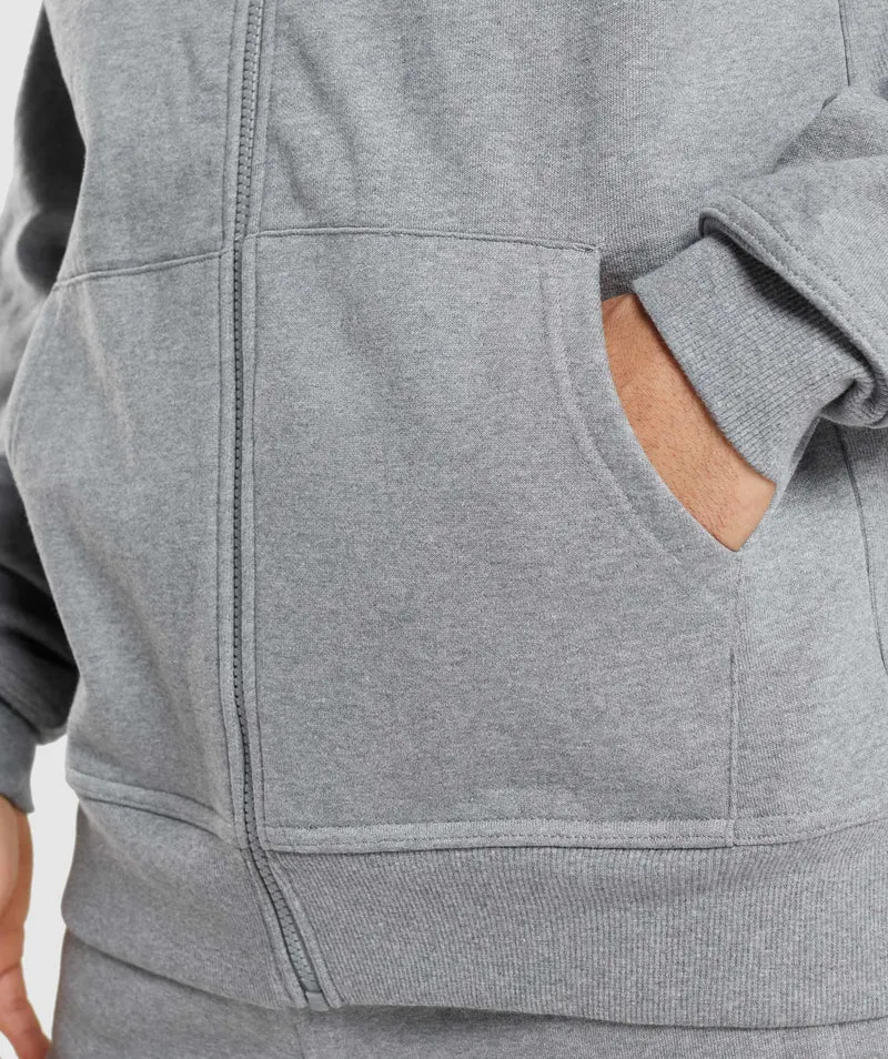 Gymshark Essential Oversized Zip Up Hoodie - Charcoal Core Marl