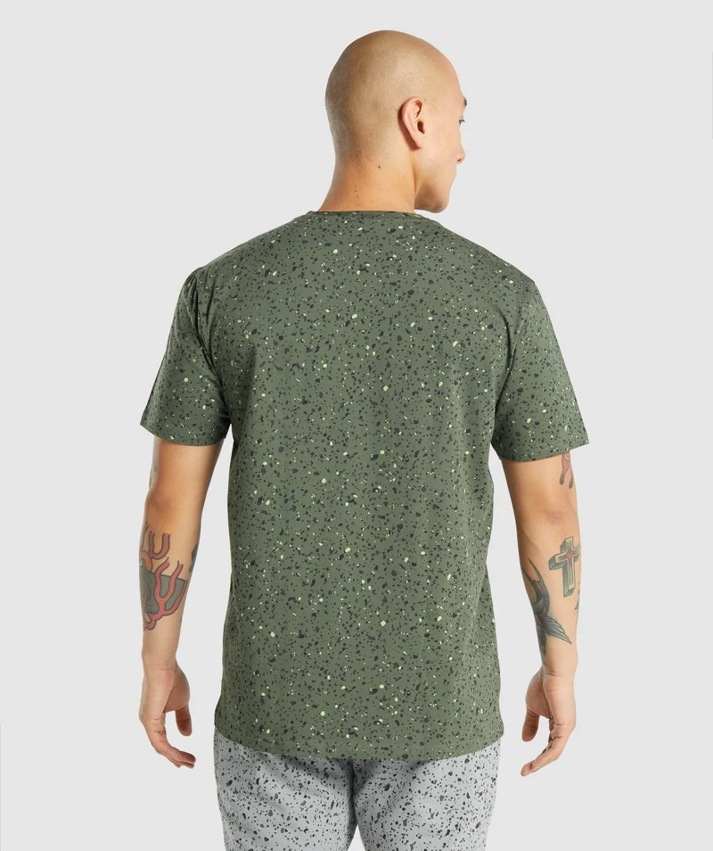Gymshark Micro Print T-Shirt - Green Print