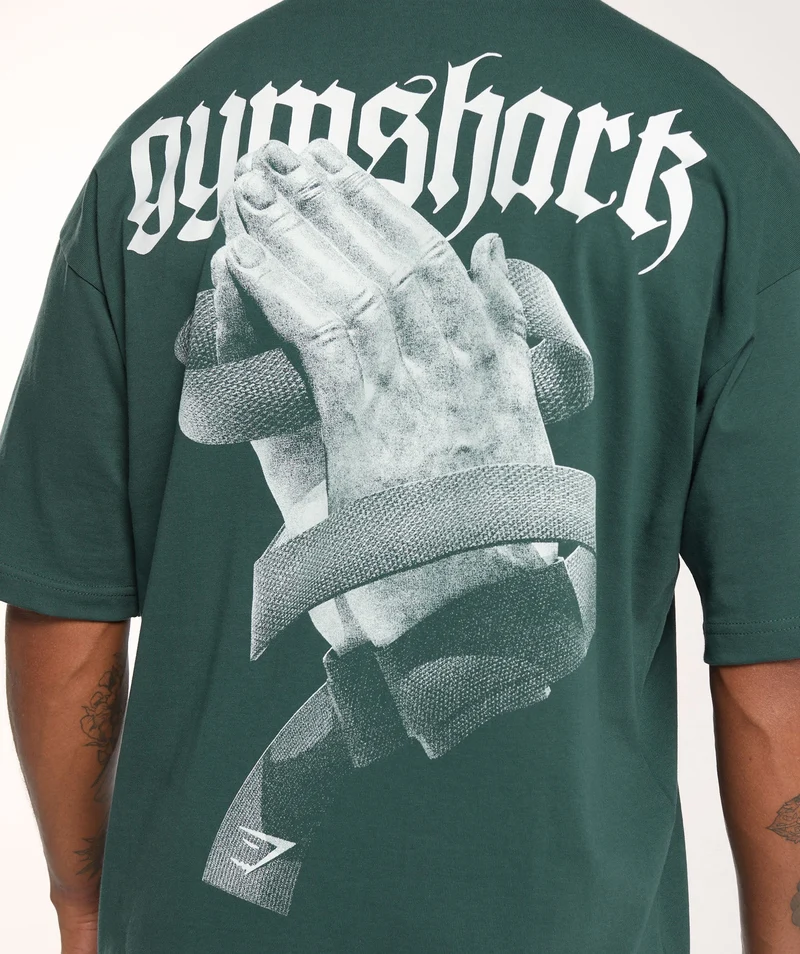 Gymshark Prayer Hands T-Shirt - Fog Green