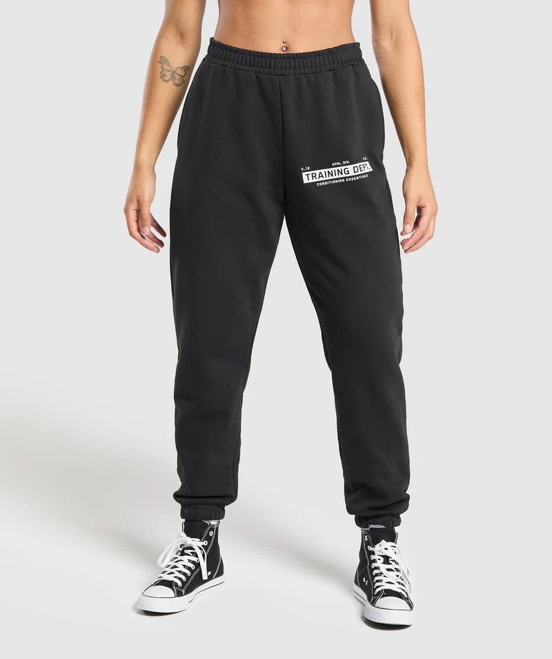 Gymshark Training Department Graphic Oversized Joggers - Black