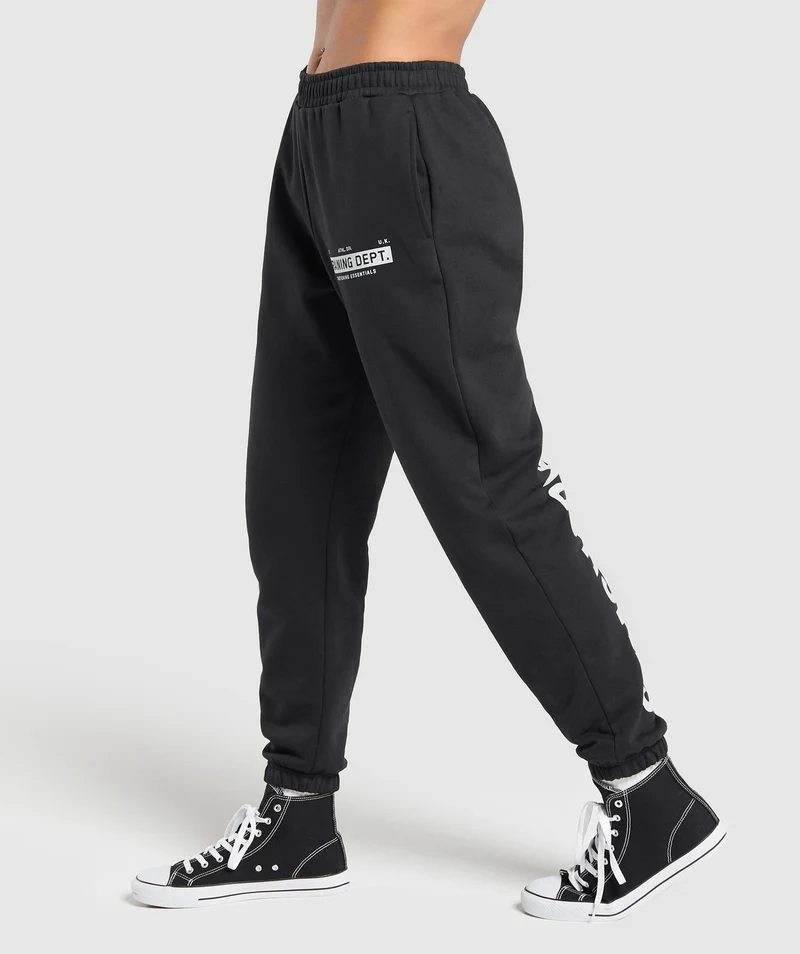 Gymshark Training Department Graphic Oversized Joggers - Black