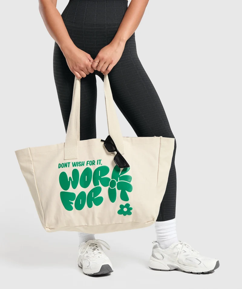 Gymshark Work For it Oversized Tote - Ecru White