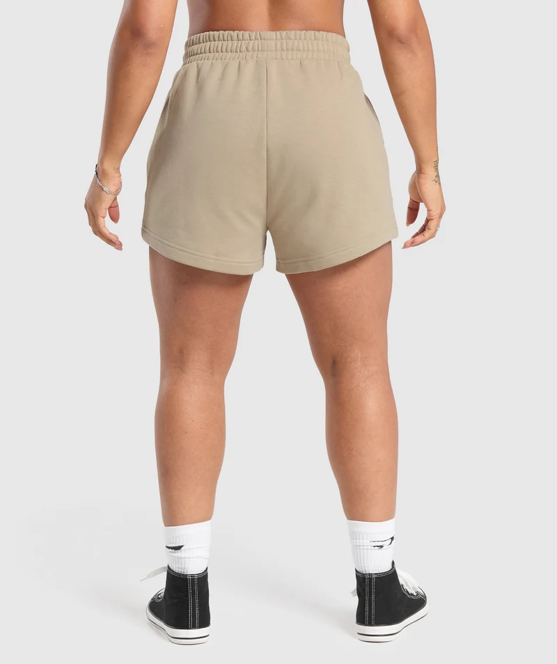 Gymshark Strong Girl Lifting Club Graphic Shorts - Sand Brown