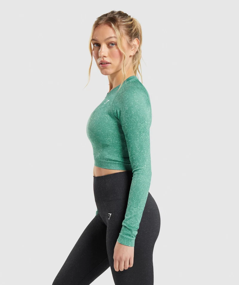 Gymshark Adapt Fleck Seamless Long Sleeve Crop Top - Green