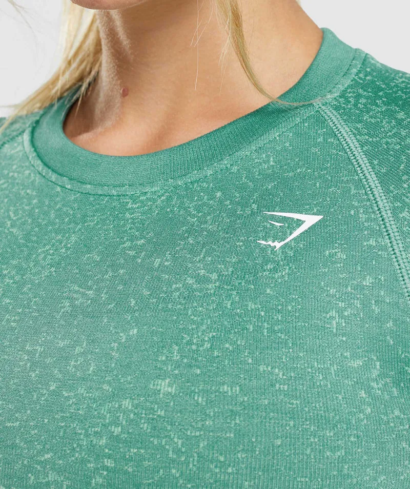 Gymshark Adapt Fleck Seamless Long Sleeve Crop Top - Green