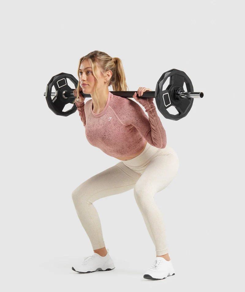 Gymshark Adapt Fleck Seamless Long Sleeve Crop Top - Paige Pink
