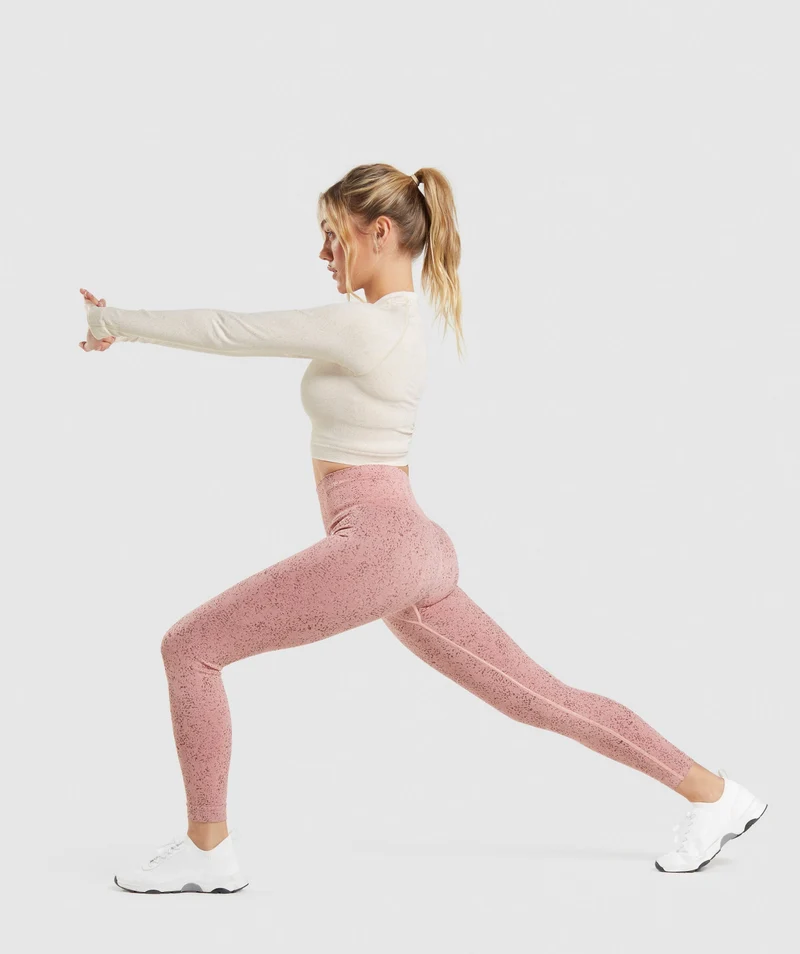 Gymshark Adapt Fleck Seamless Long Sleeve Crop Top - Coconut White