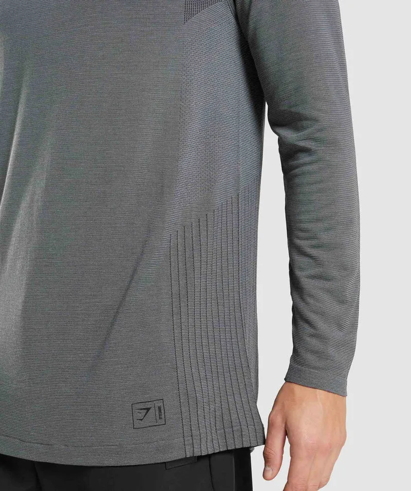 Gymshark Retake Seamless 1/4 Zip - Black/Charcoal Marl