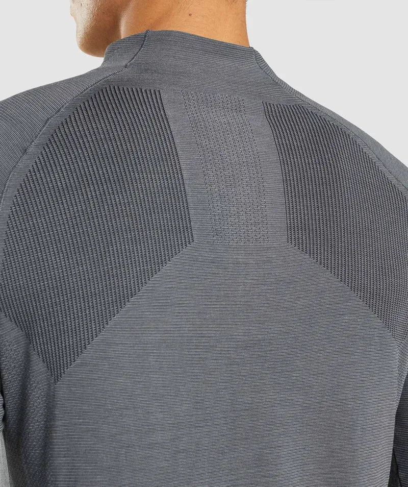 Gymshark Retake Seamless 1/4 Zip - Black/Charcoal Marl