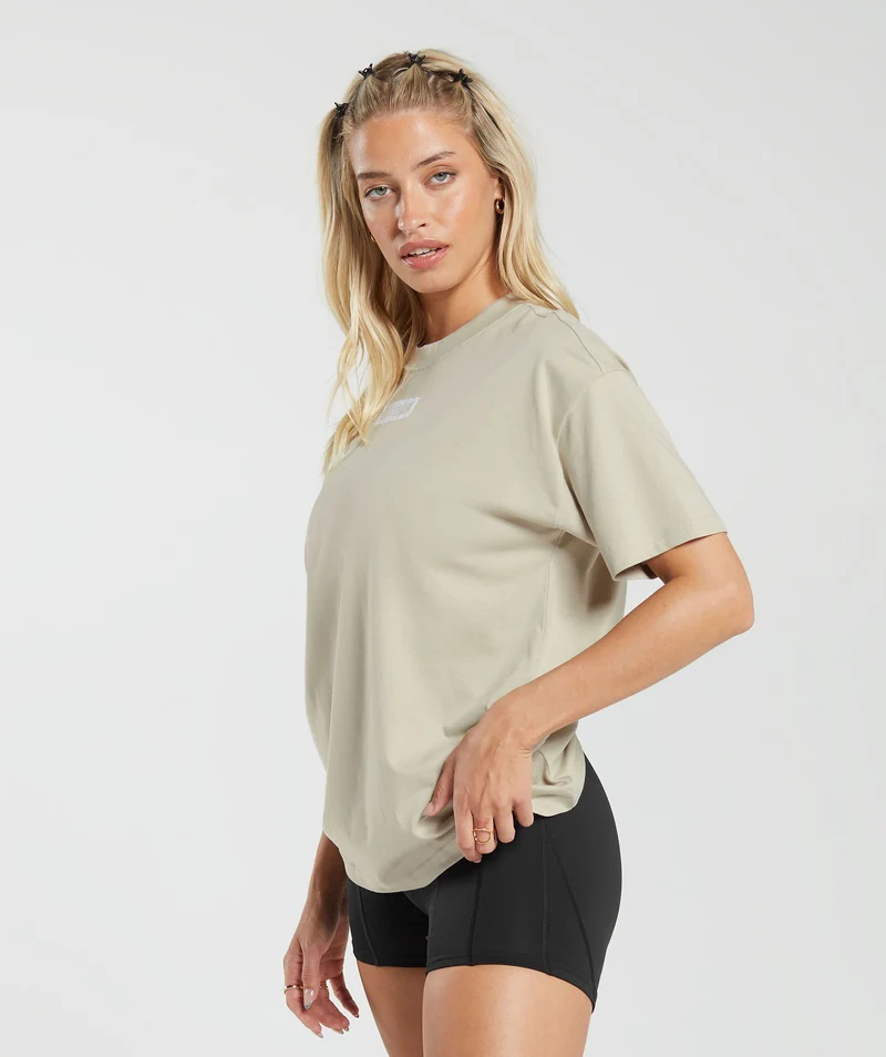 Gymshark Block Oversized T-Shirt - Washed Stone Brown