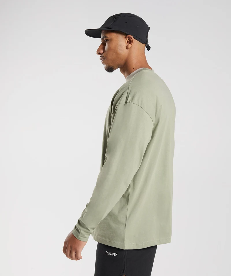 Gymshark Rest Day Sweats Long Sleeve T-Shirt - Sage Green
