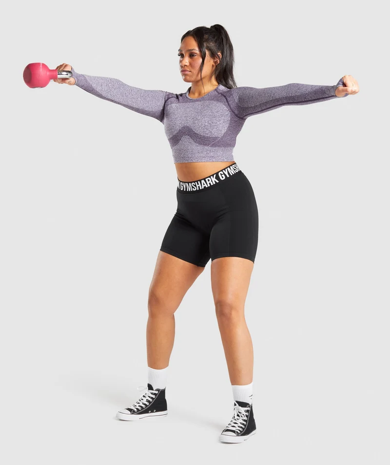Gymshark Flex Sports Long Sleeve Crop Top - Purple Marl