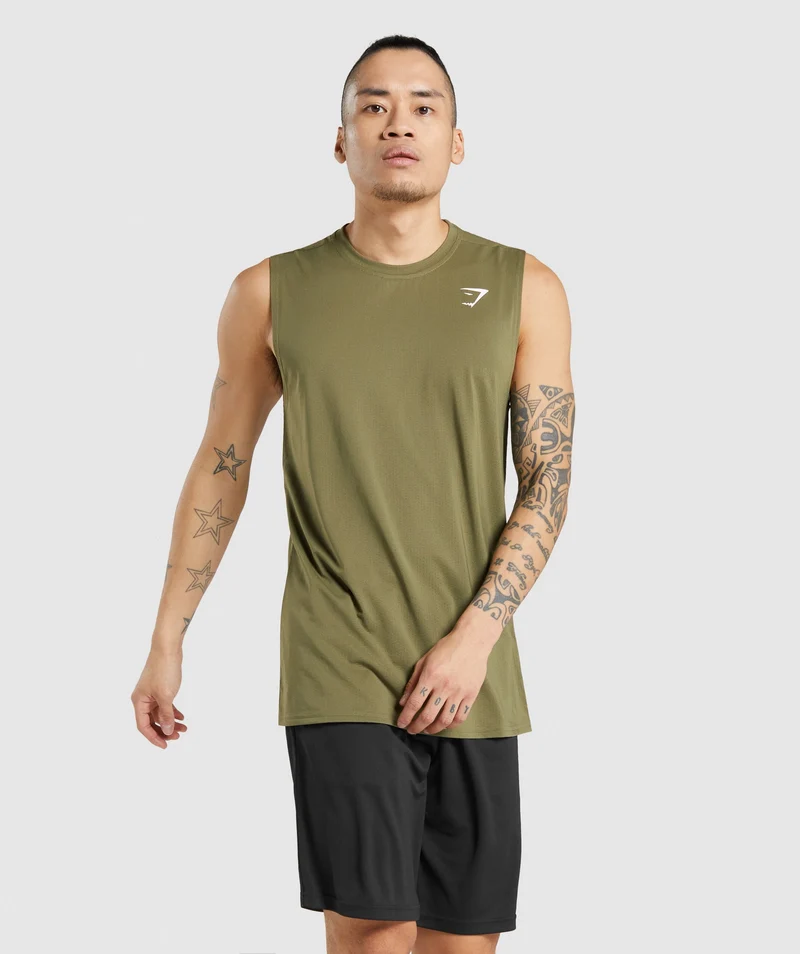 Gymshark Arrival Sleeveless Tee - Dark Green