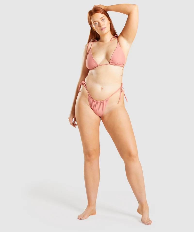 Gymshark Triangle Reversible Bikini Bottoms - Light Pink Print