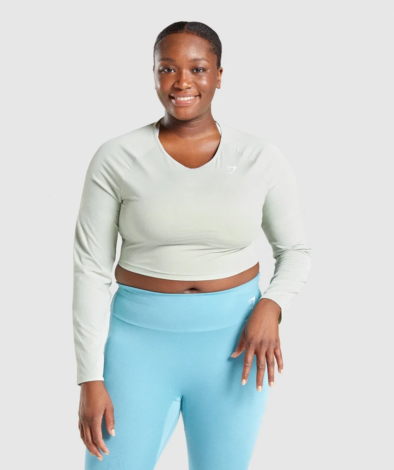 Gymshark Training Long Sleeve Crop Top - Light Green