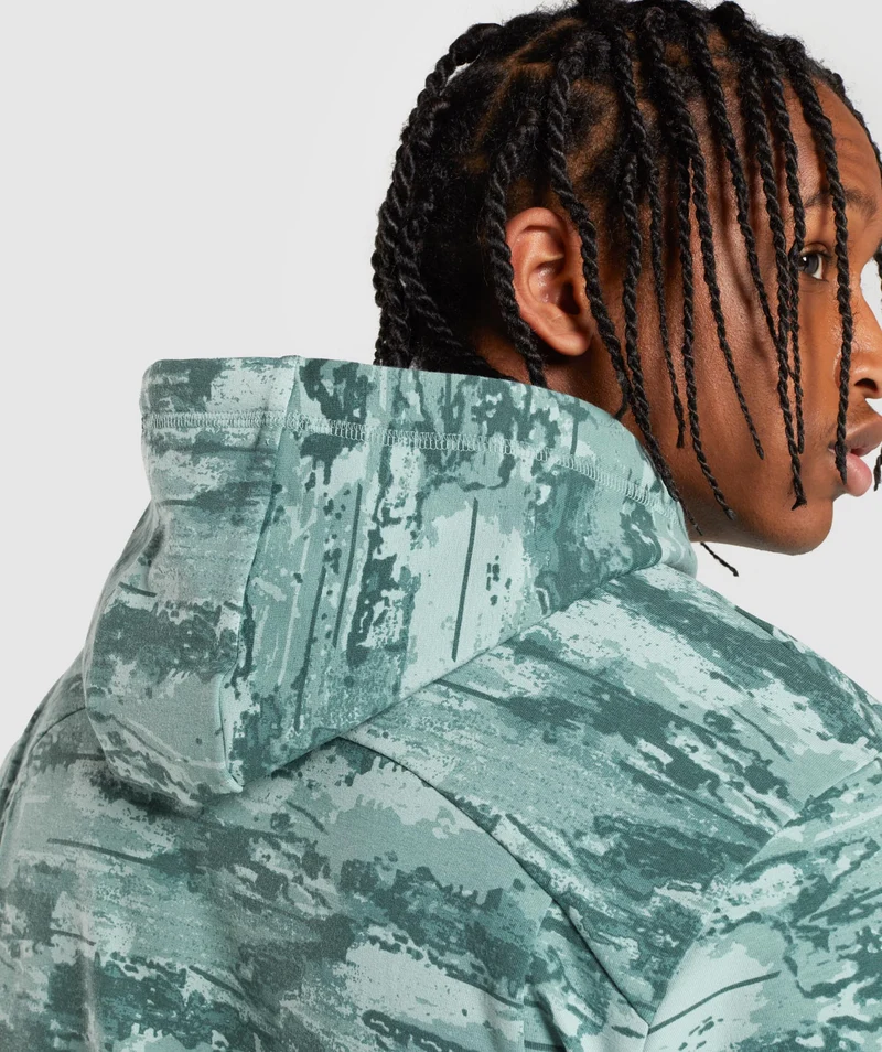 Gymshark Chalk Hoodie - Light Green Print