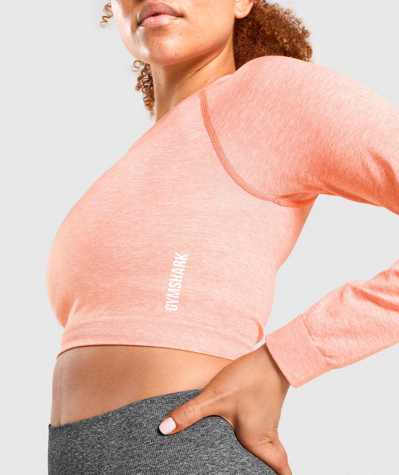 Gymshark Adapt Marl Seamless Long Sleeve Crop Top - Orange