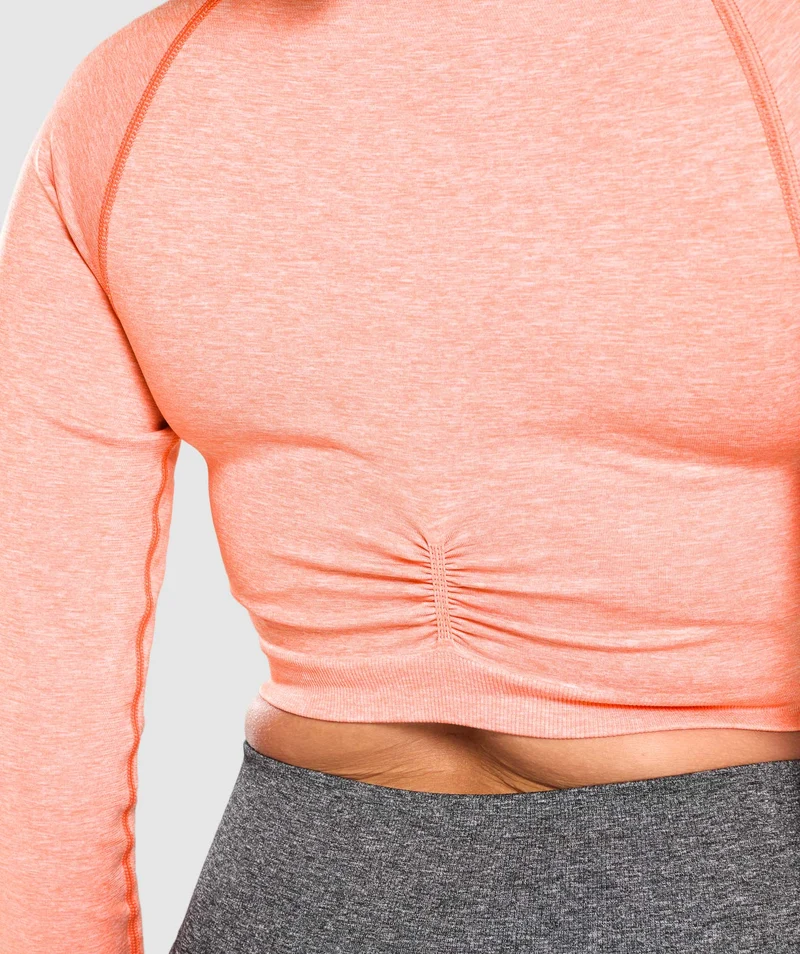 Gymshark Adapt Marl Seamless Long Sleeve Crop Top - Orange