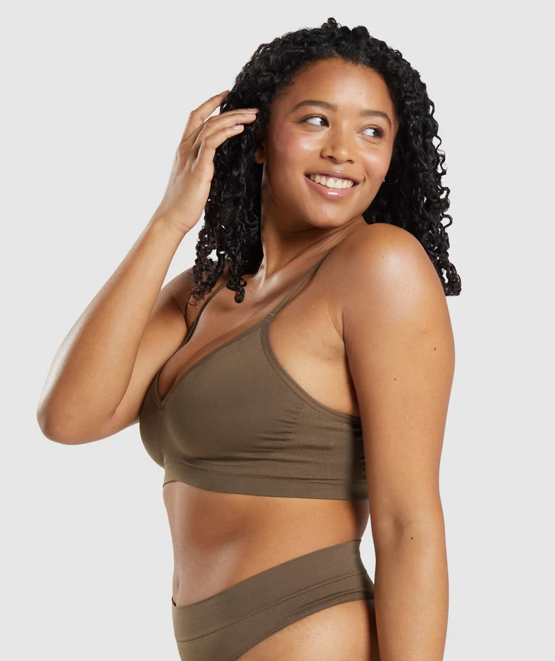 Gymshark Seamless Low Neck Bralette - Brown