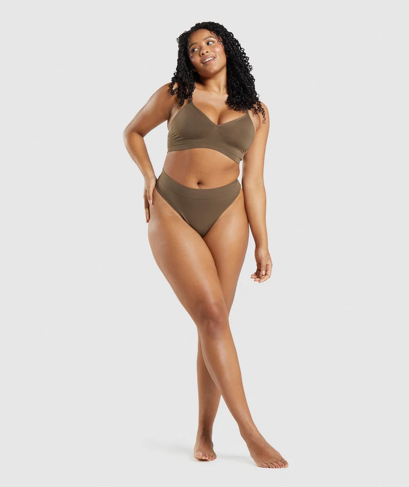 Gymshark Seamless Low Neck Bralette - Brown