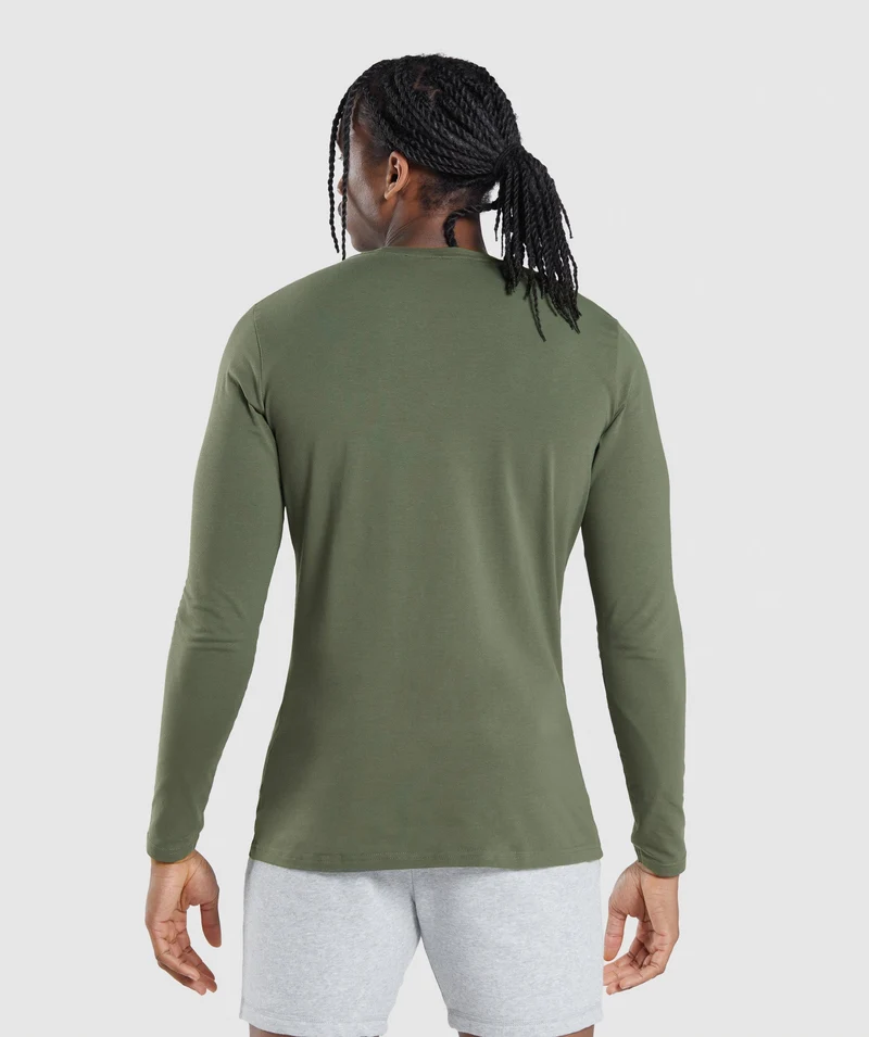 Gymshark Essential Long Sleeve Slim T-Shirt - Core Olive