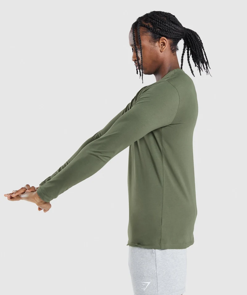 Gymshark Essential Long Sleeve Slim T-Shirt - Core Olive