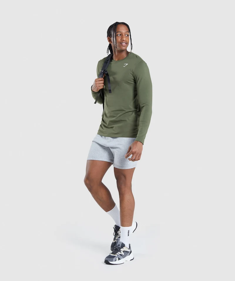 Gymshark Essential Long Sleeve Slim T-Shirt - Core Olive