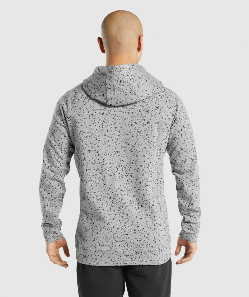 Gymshark Micro Print Hoodie - Light Grey Print