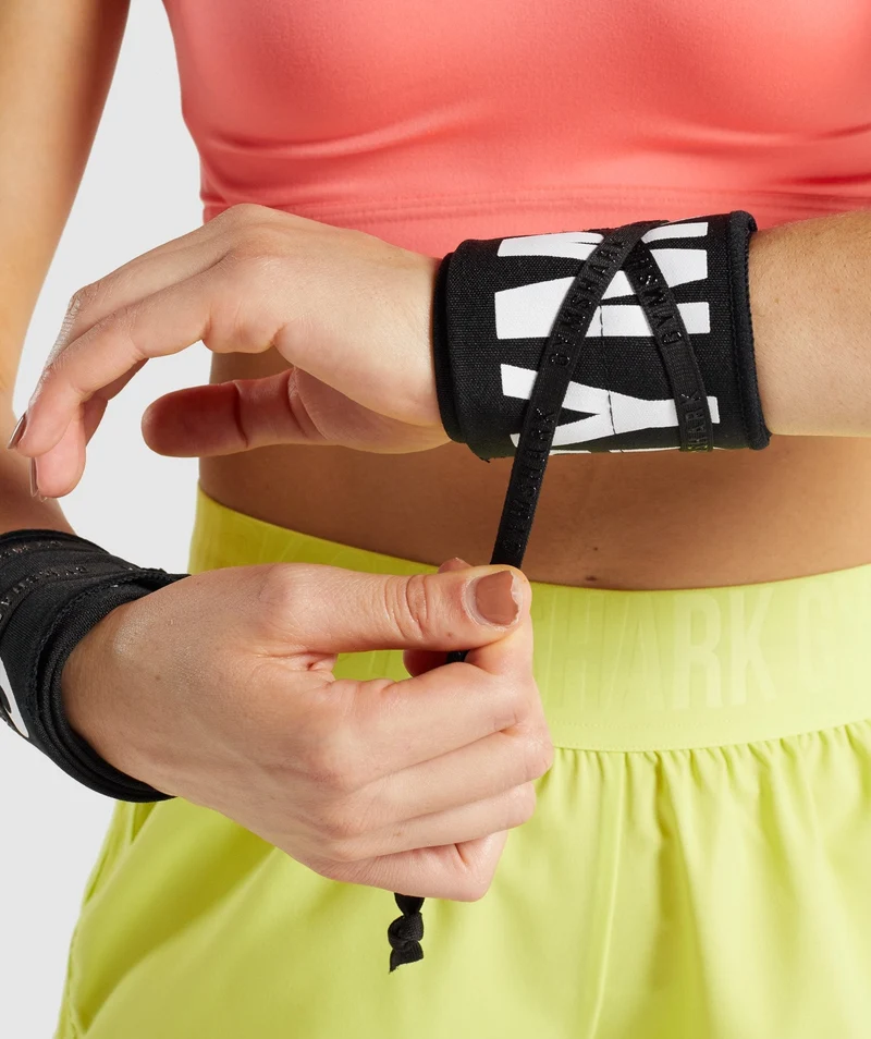 Gymshark Wrist Straps (Self Tie) - Black