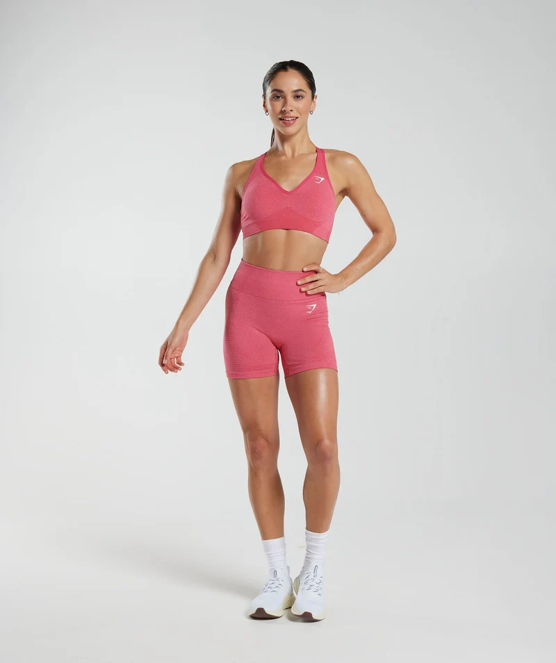 Gymshark Vital V Neck Sports Bra - Bright Fuchsia Marl