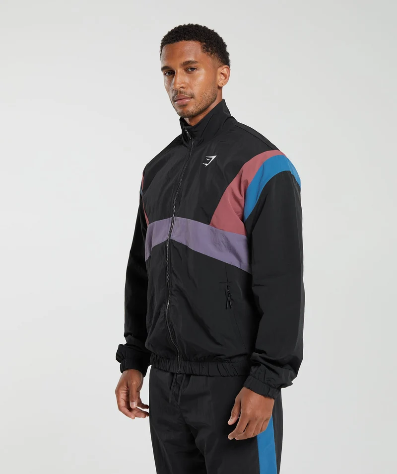 Gymshark Retro Track Jacket - Black/Blue/Purple/Soft Berry