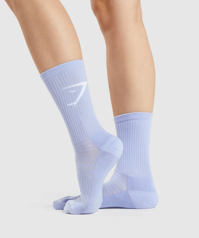 Gymshark Crew Socks 3pk - Faded Lilac/Lavender Blue/Cucumber Green