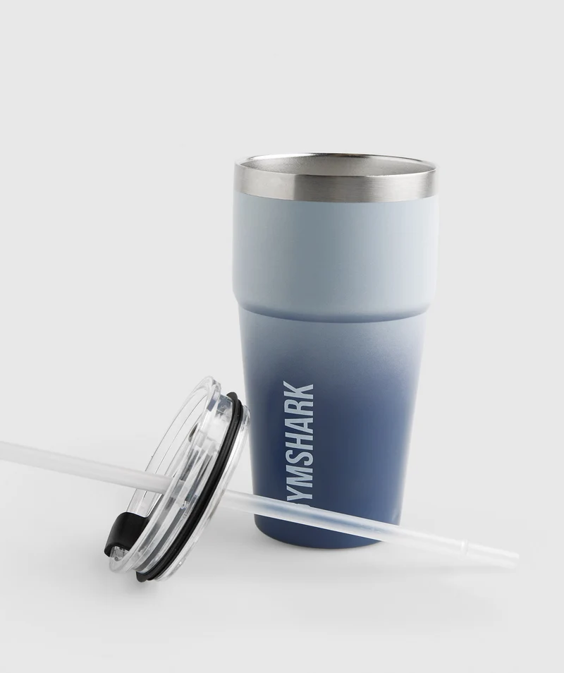 Gymshark Insulated Straw Cup - River Stone Grey/Evening Blue