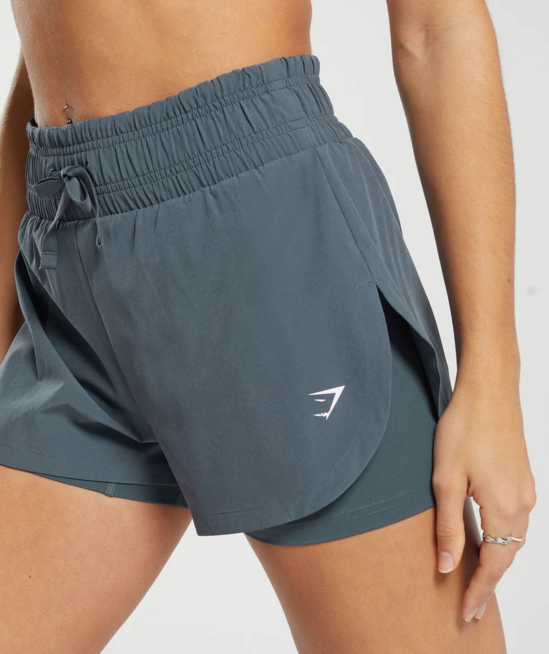 Gymshark Running 2 In 1 Shorts - Titanium Blue