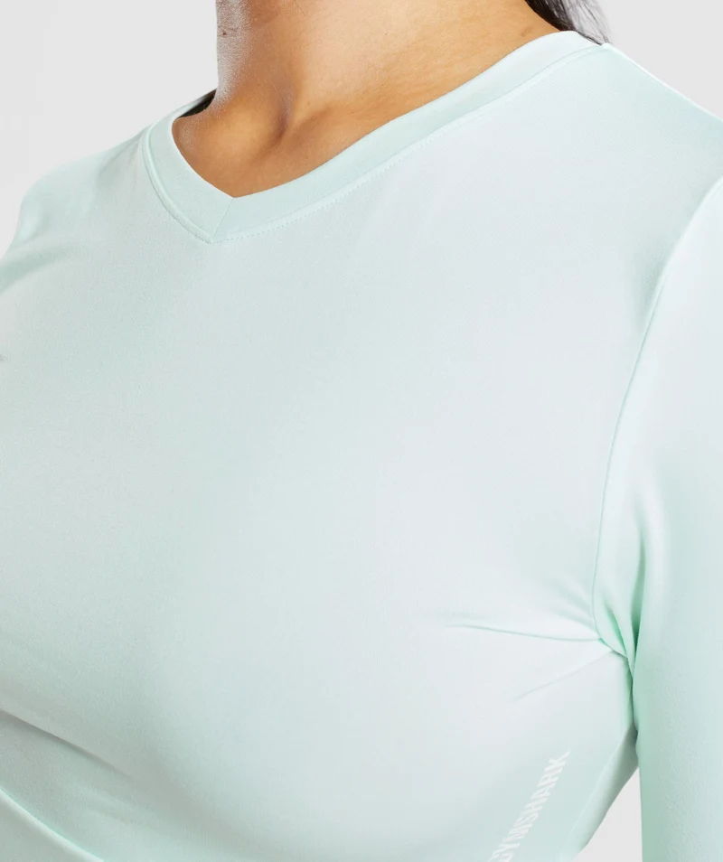 Gymshark Pause Open Back Long Sleeve Crop Top - Light Green