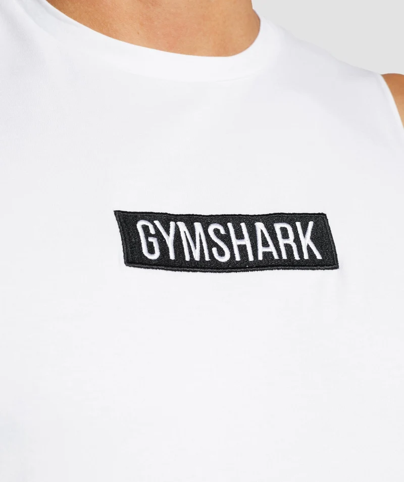 Gymshark Central Drop Arm Tank - White