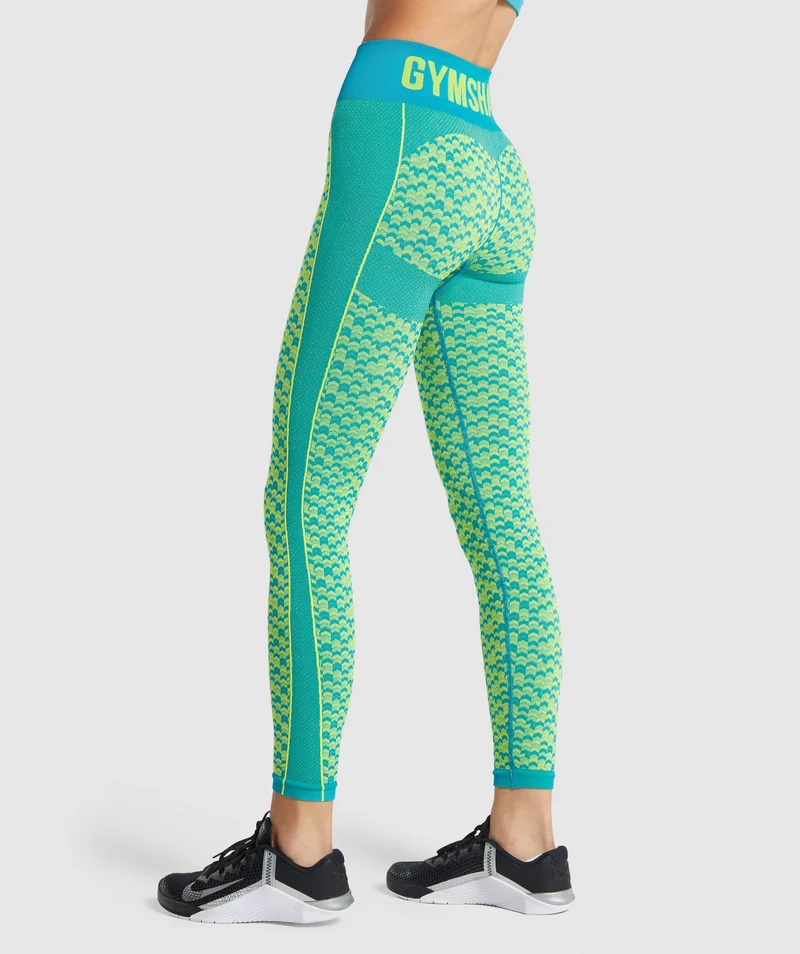 Gymshark WTFlex Seamless High Waisted Leggings - Chevron | Blue