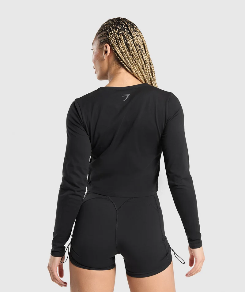 Gymshark Lifting Baddie Midi Long Sleeve Top - Black