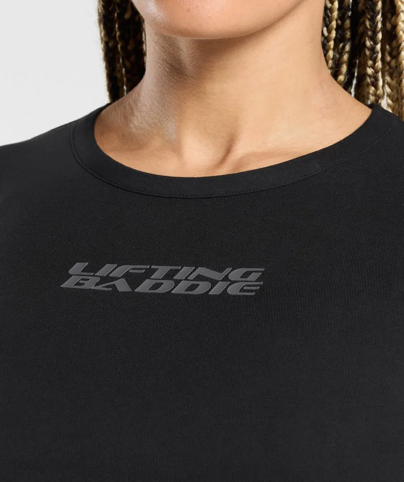 Gymshark Lifting Baddie Midi Long Sleeve Top - Black