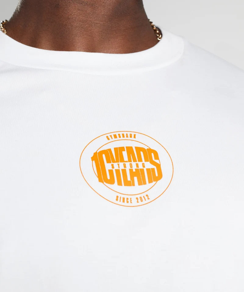 Gymshark GS10 Year Oversized T-Shirt - White