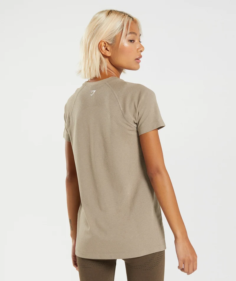 Gymshark Vital Seamless 2.0 Light T-Shirt - Vanilla Brown Marl