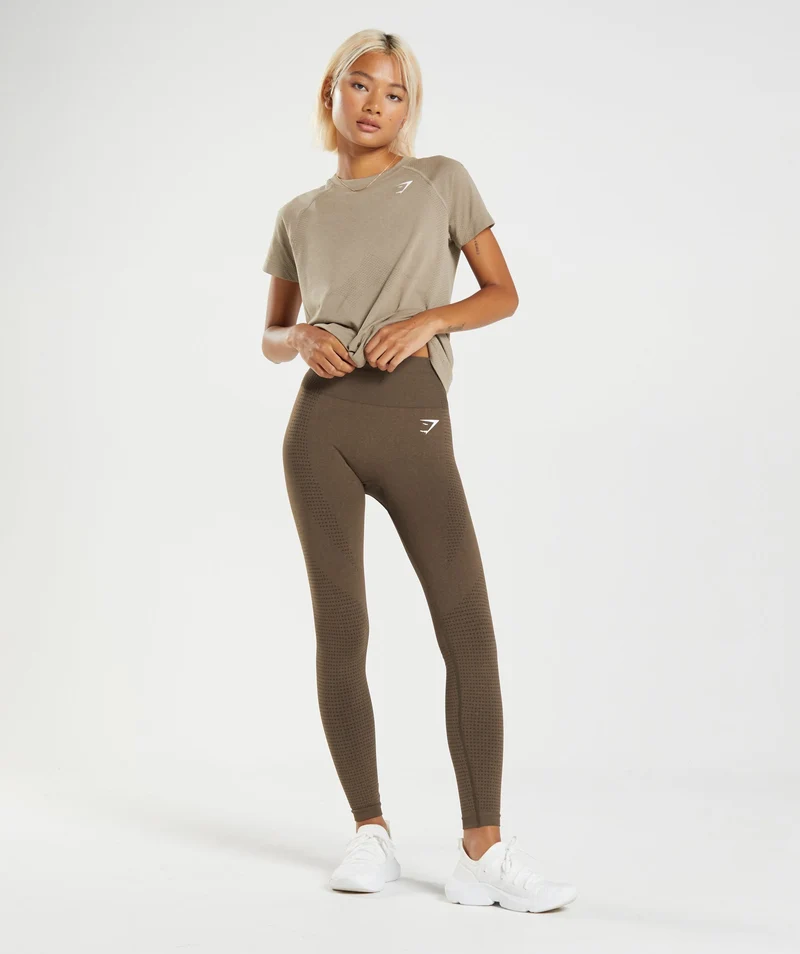 Gymshark Vital Seamless 2.0 Light T-Shirt - Vanilla Brown Marl
