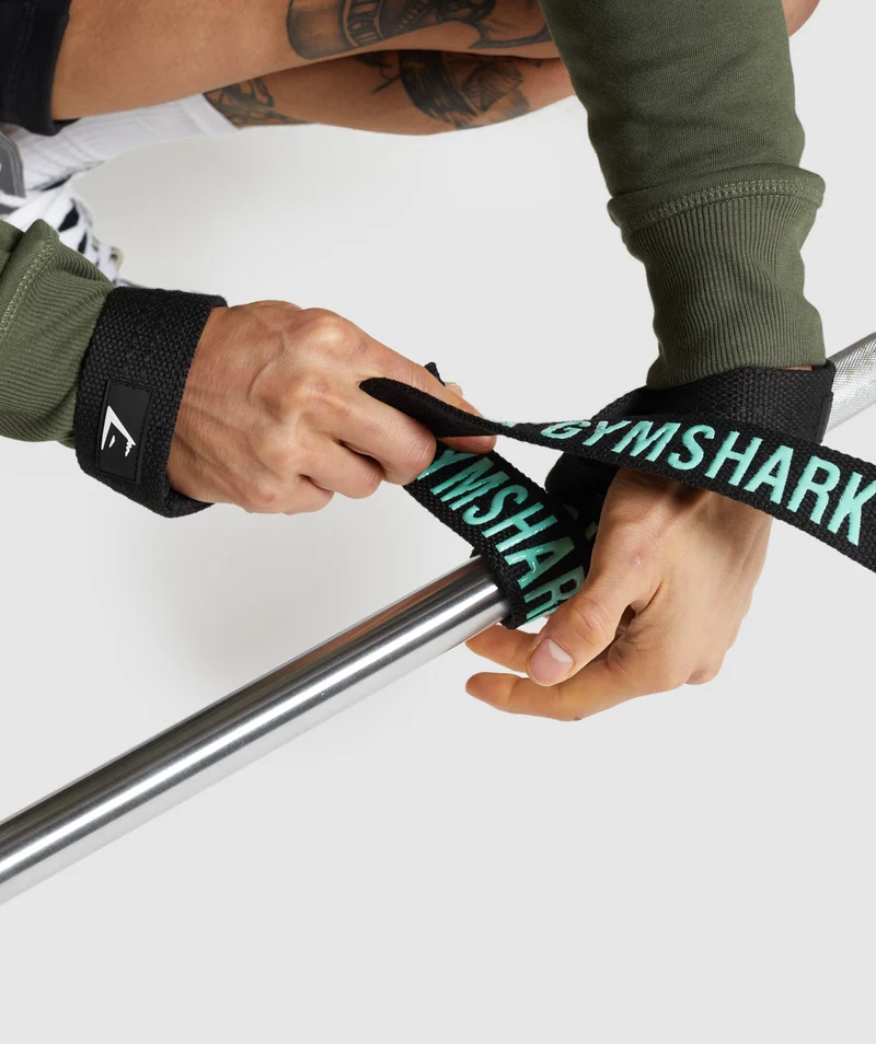 Gymshark Silicone Lifting Straps - Black/Bright Turquoise