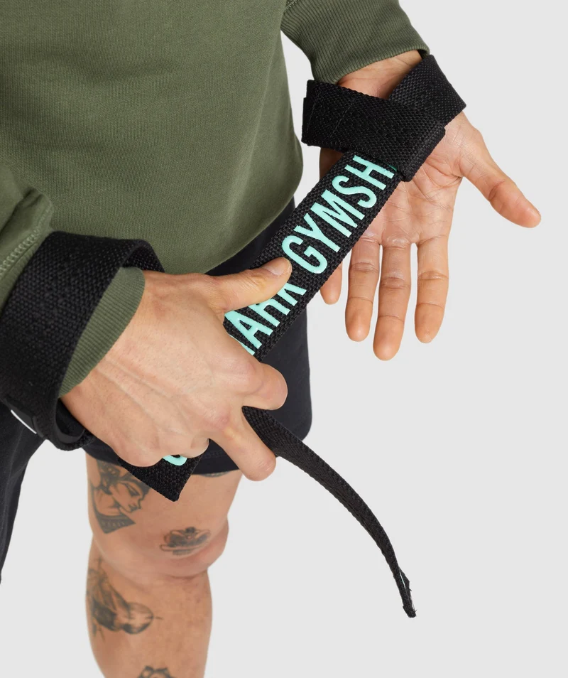Gymshark Silicone Lifting Straps - Black/Bright Turquoise