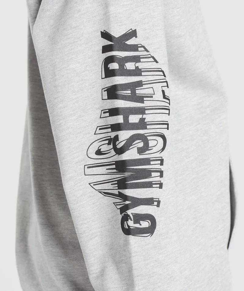 Gymshark Distort Graphic Hoodie - Light Grey Marl