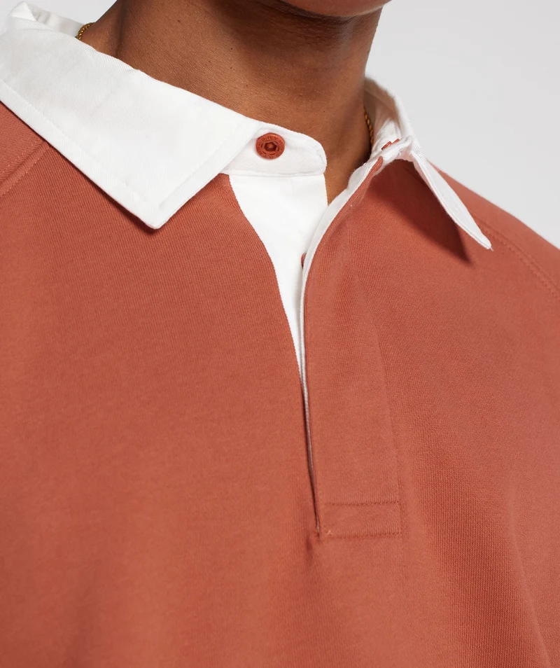 Gymshark Rest Day Essentials Sweat Polo - Persimmon Red