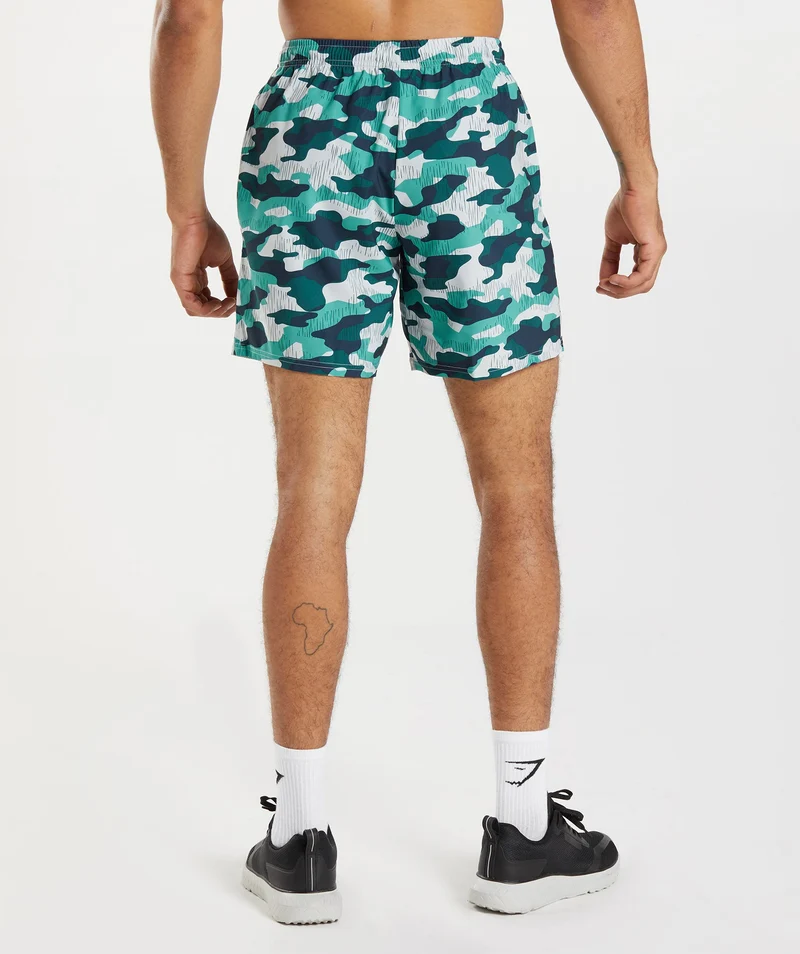 Gymshark Arrival 7" Short - Fauna Teal Print